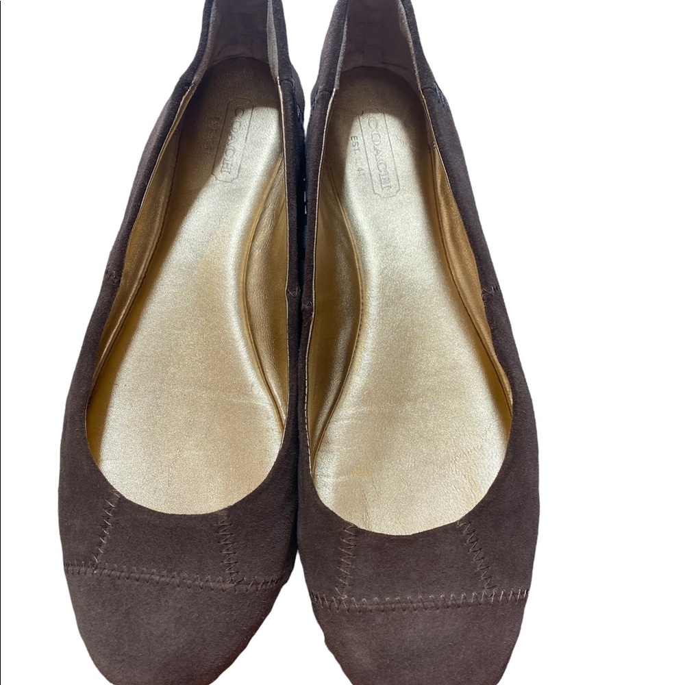 Coach Camel Suede Driving Loafer Flats Size 7 tan gold C